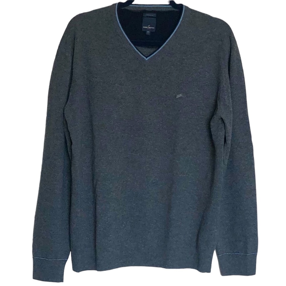 Daniel Hechter Paris Lambswool Men’s V-Neck Gray Sweater Sz L